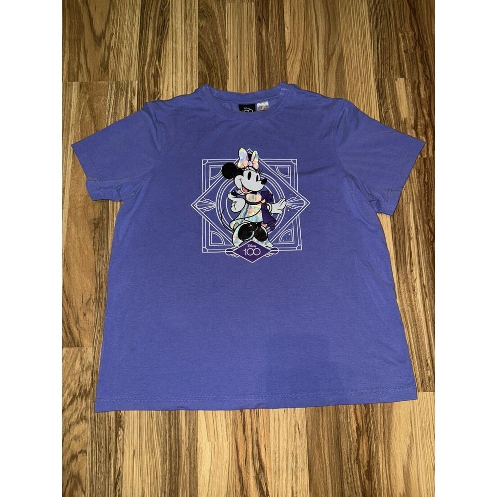 Disney Minnie Mouse‎ 100th Anniversary Platinum Purple T-Shirt Small Iridescent